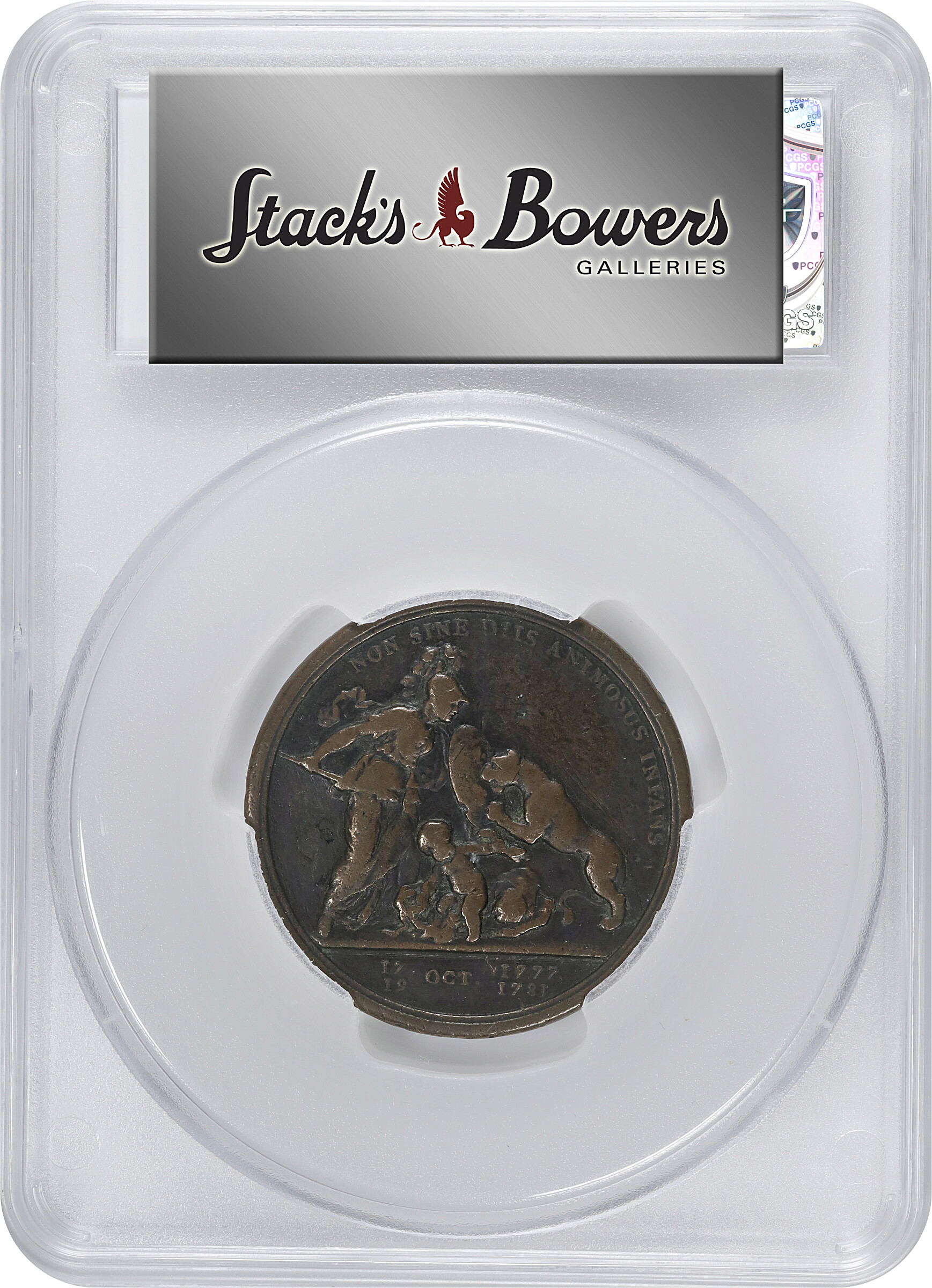 image for: "1781" (1783) Bronze Adams-Bentley 15, Betts-615 Libertas Americana Medal PCGS BN