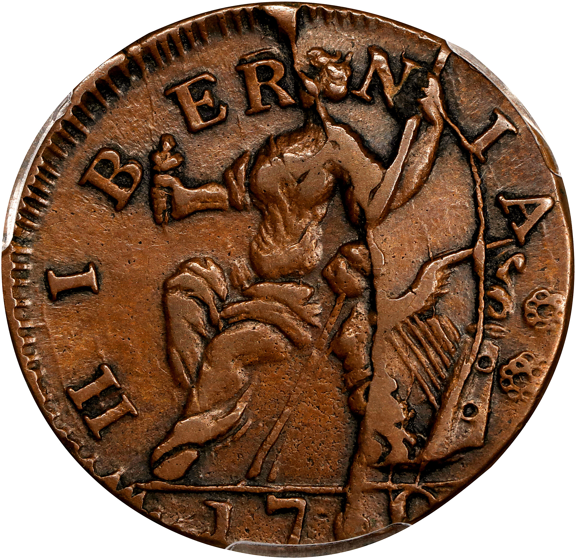 image for: 1760 Voce Populi P Below 1/2 P PCGS XF45 BN