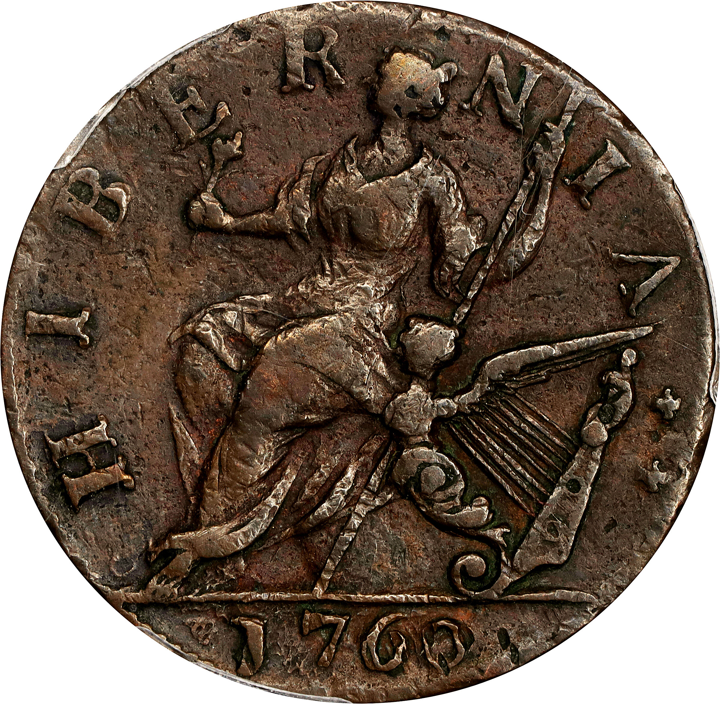 image for: 1760 Voce Populi 1/2 P PCGS XF40 BN
