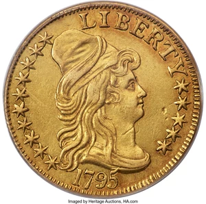 image for: 1795 $5 Small Eagle, BD-8, High R.5 AU55 PCGS....