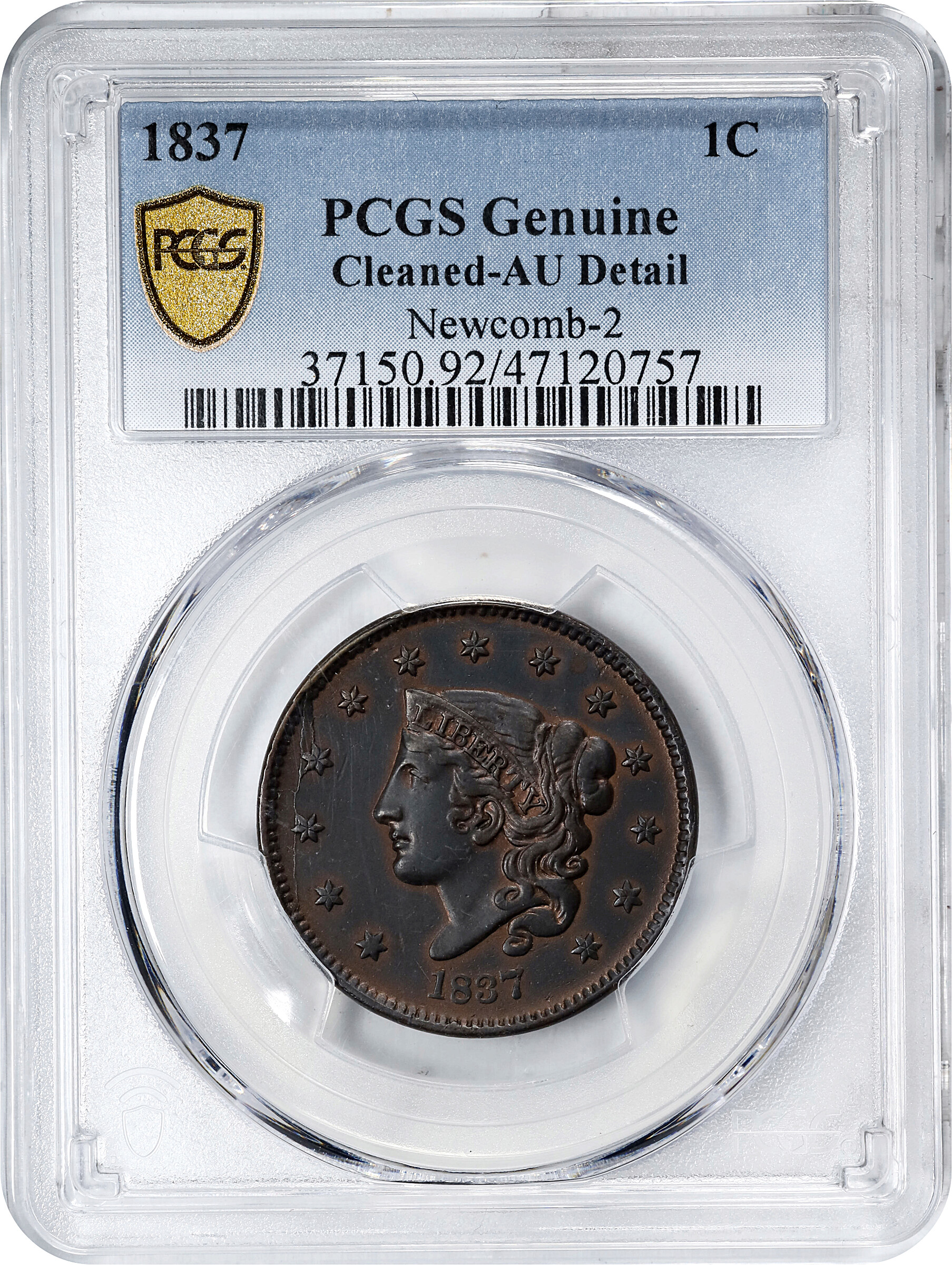 1837 1c Medium Letters, N-2 MS BN AG3 BN CAC thumbnail 3