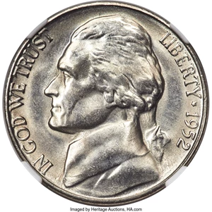 image for: 1952-S 5C MS67 Five Full Steps NGC....