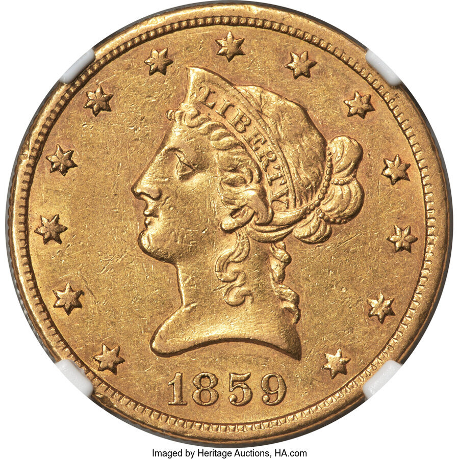 1859-S $10 VF25 CAC thumbnail 24