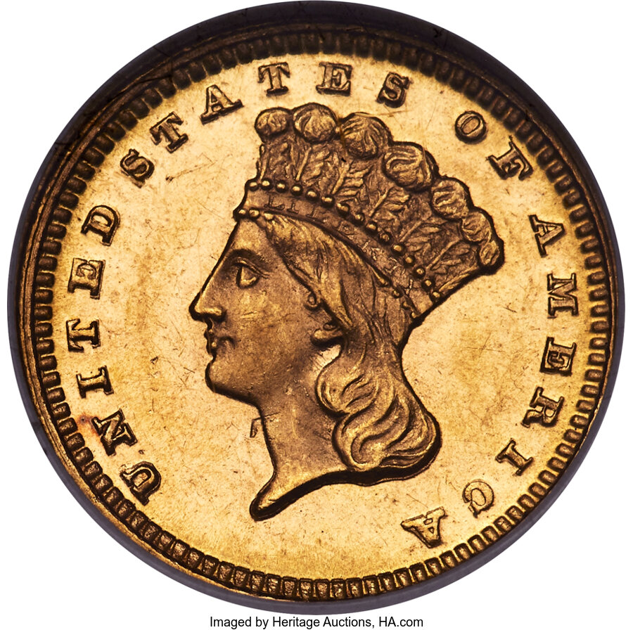 image for: 1871 G$1 MS64 Prooflike NGC. CAC....