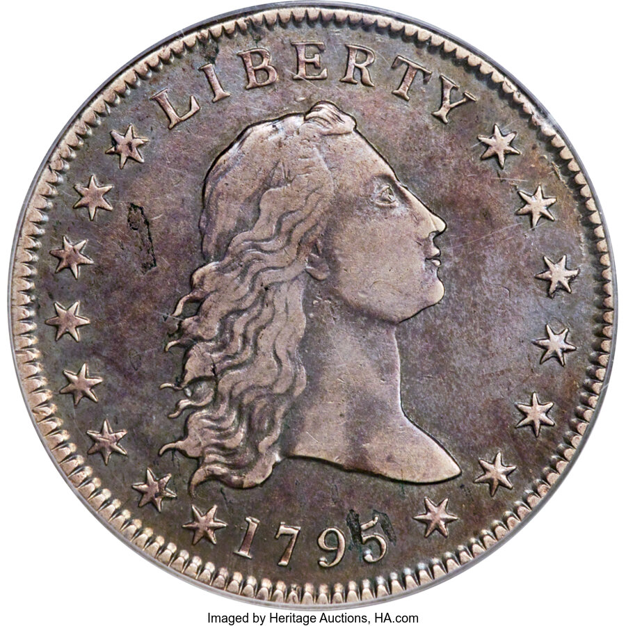1795 $1 Flowing Hair, Two Leaves, B-4, BB-14, R.4, VF35 PCGS....