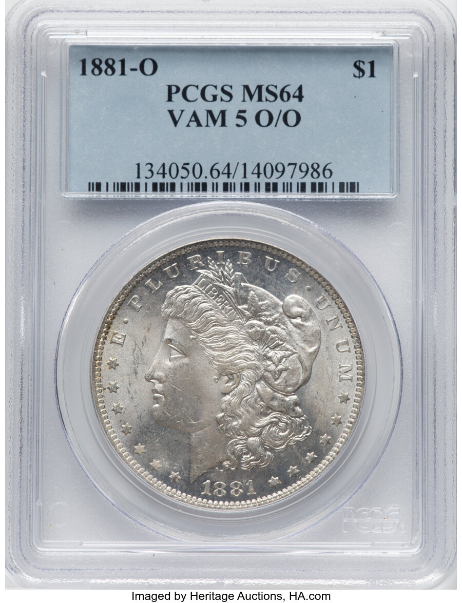 1881-O $1 So-Called O/S, VAM-5, MS64 PCGS. A Hit List 40 Variety. PCGS Population: (13/4). NGC Census: (0/0). CDN: $350 Whs...