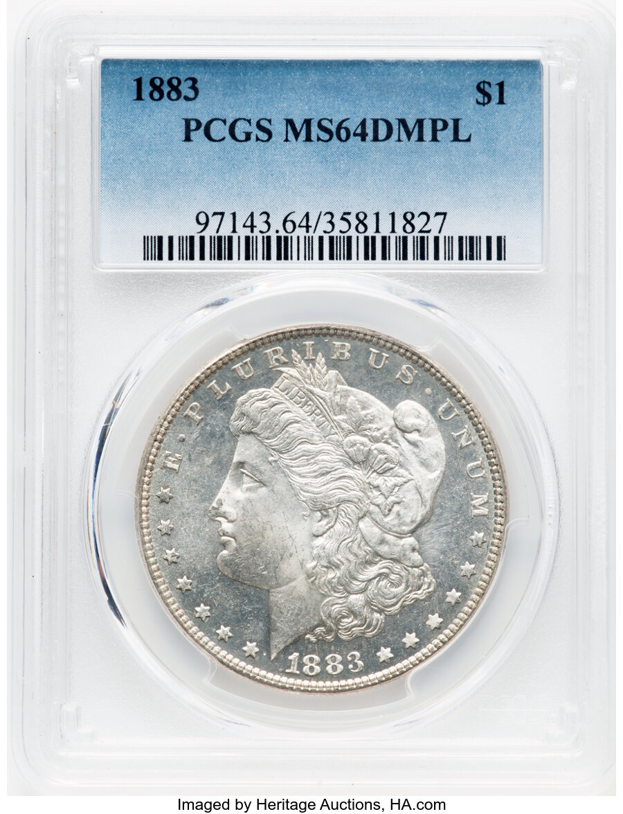 1883 $1 MS64 Deep Mirror Prooflike PCGS. PCGS Population: (283/117). NGC Census: (141/44). CDN: $450 Whsle. Bid for NGC/PCG...