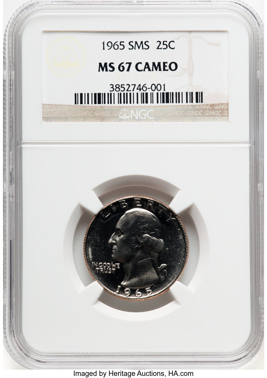 image for: 1965 Special Mint Set 25c NGC MS67 CAM