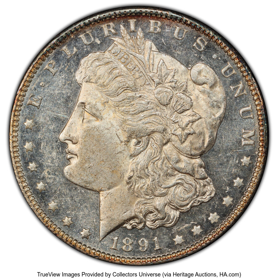 image for: 1891 $1 VAM-2 Double Ear, Top 100 MS61 Deep Mirror Prooflike PCGS. PCGS Population: (1/10 and 0/1+). NGC Census: (0/0 and 0...