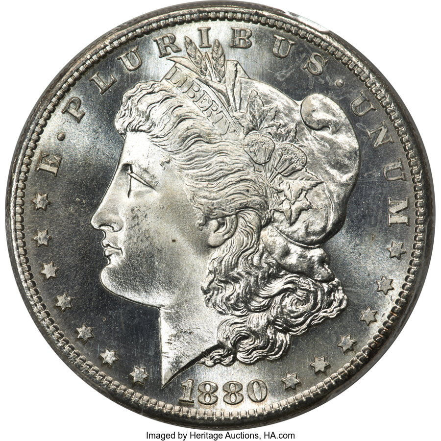image for: 1880/79-S $1 80/79, Large S, VAM-9, MS66 Prooflike PCGS. Ex: California. A Top 100 Variety. PCGS classifies both VAM-8 and ...