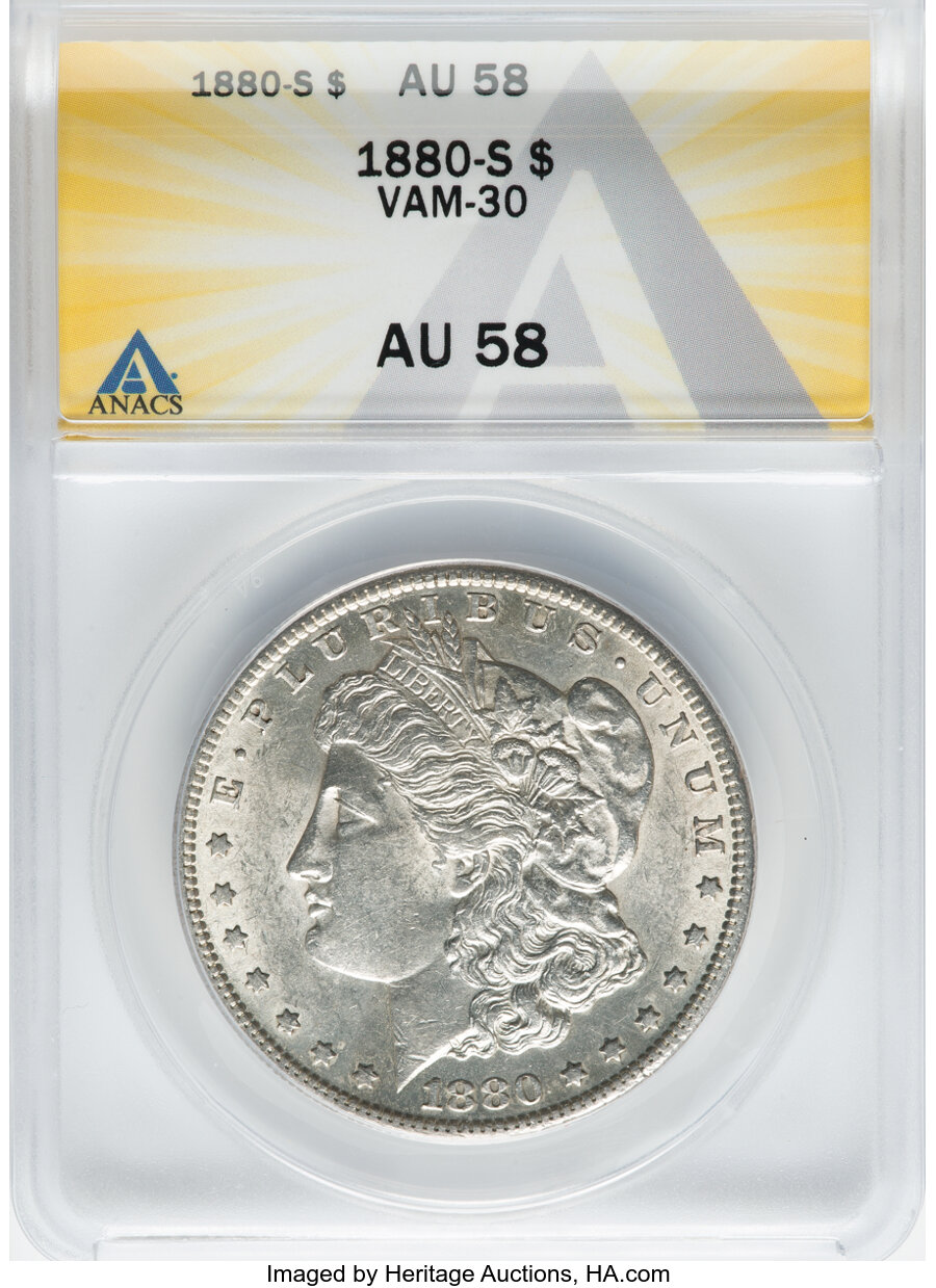 1880-S $1 VAM-30 AU58 ANACS....