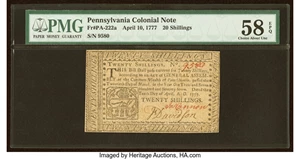 image for: Pennsylvania April 10, 1777 20s PMG Choice About Unc 58 EPQ....