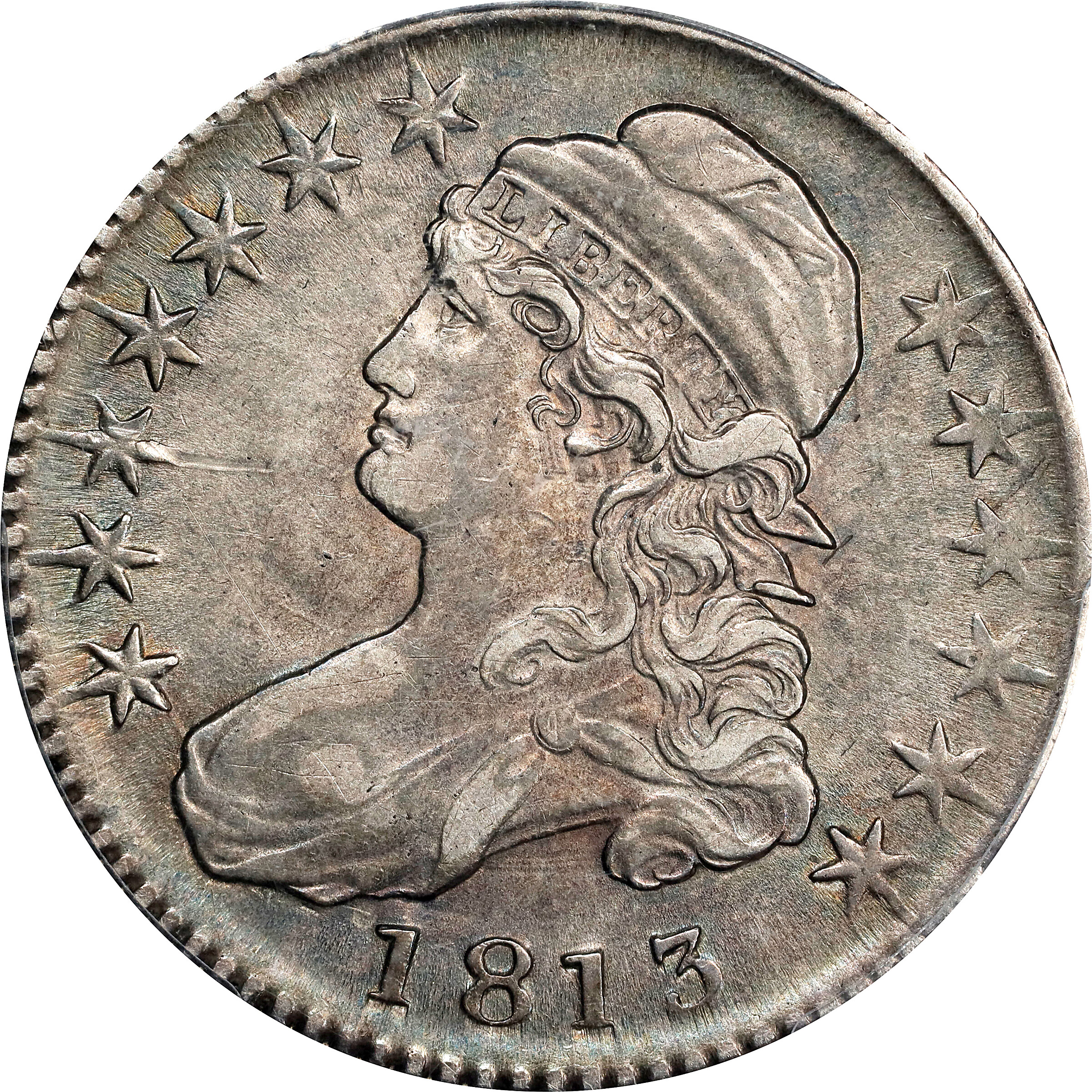 1813 Capped Bust Half Dollar. O-101a. Rarity-3. Die State 101.2. 50 C./UNI. AU-50 (PCGS).