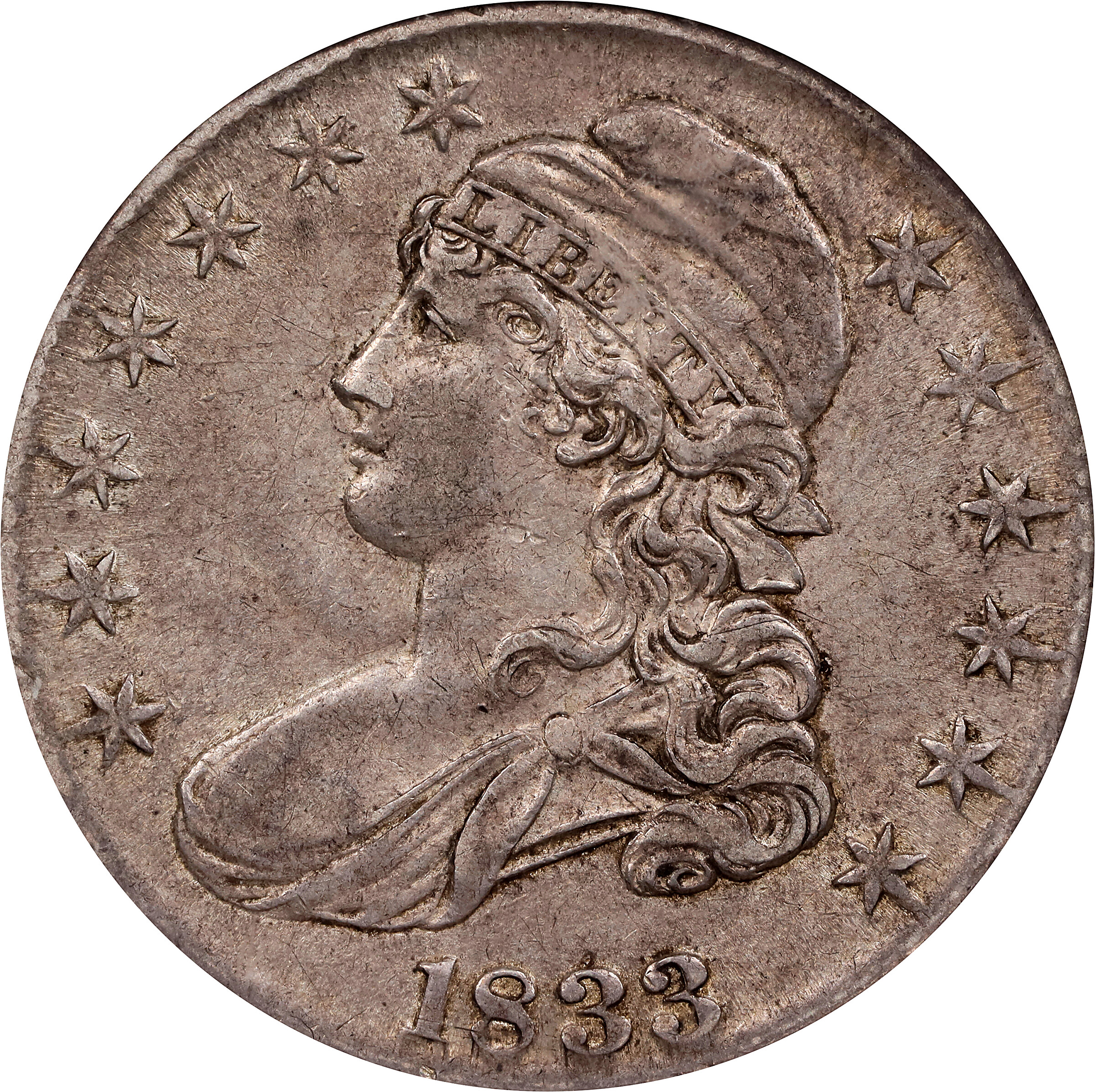 1833 Capped Bust Half Dollar. O-104. Rarity-1. Die State 104.1. AU-53 (NGC).