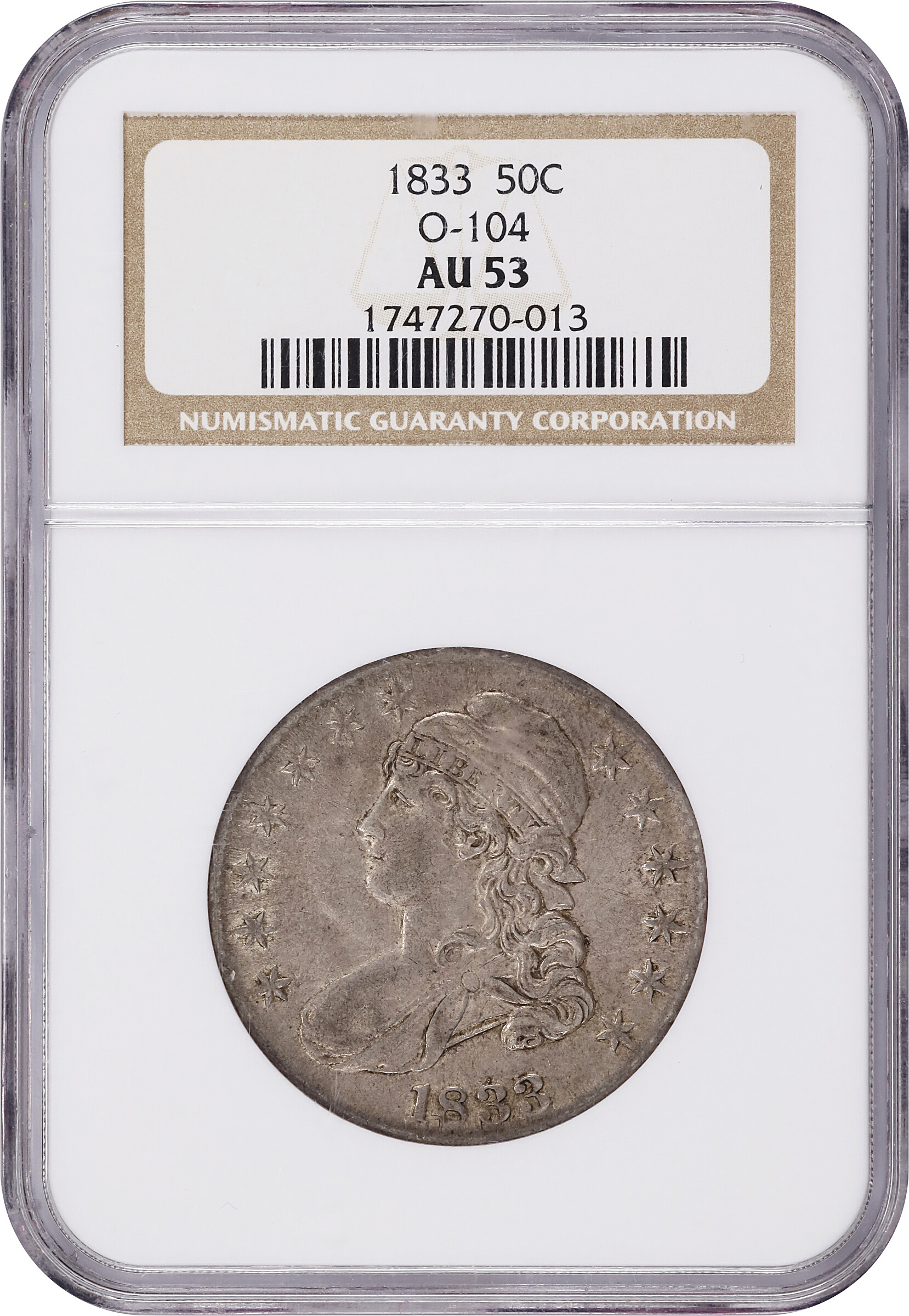 1833 50c O-104 AU53 CAC thumbnail 5