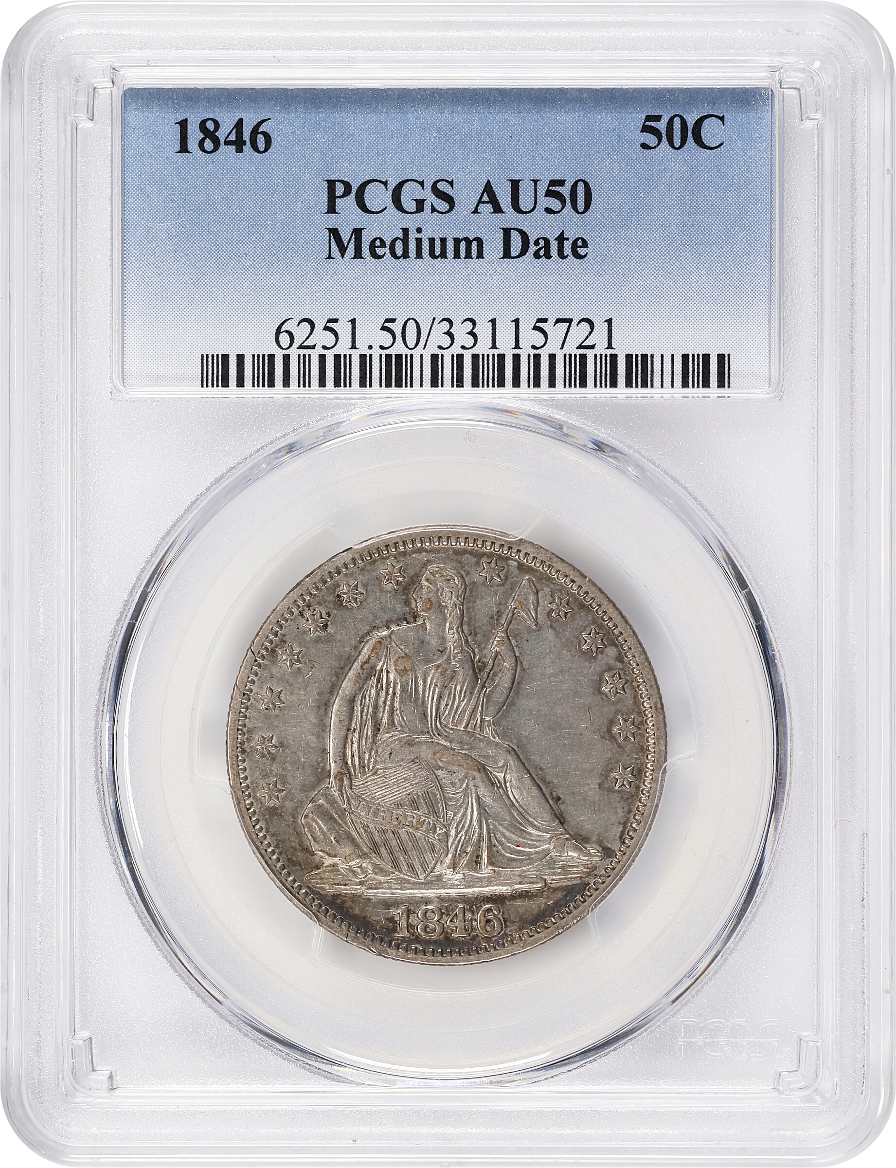 1846 50c Medium Date AU53 thumbnail 4