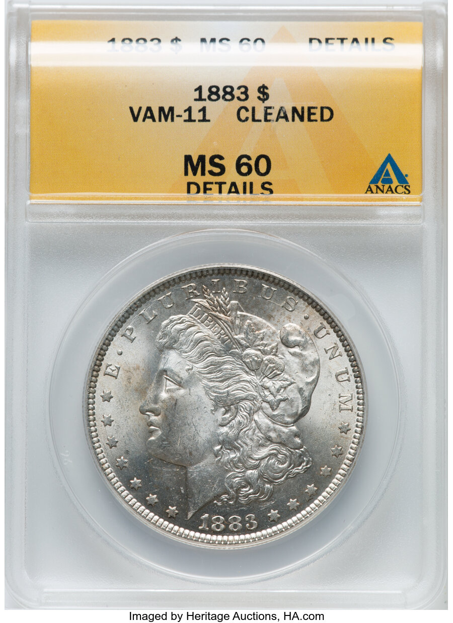 1883 $1 VAM-11B -- Cleaned -- ANACS Details. MS60....