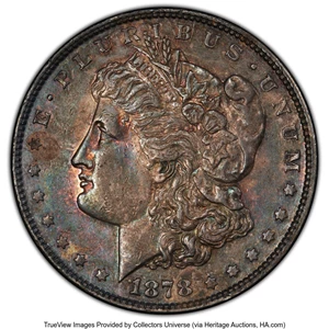 image for: 1878 8TF $1 VAM 14.14, Eye Chip AU50 PCGS. PCGS Population: (6/3 and 0/0+). NGC Census: (0/0 and 0/0+). AU50. The Puc...