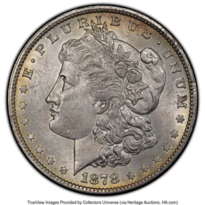 image for: 1878 7TF $1 Reverse of 1879, Face Chips, VAM-222A, MS62 PCGS. A Hit List 40 Variety. PCGS Population: (5/2 and 0/1+). NGC C...