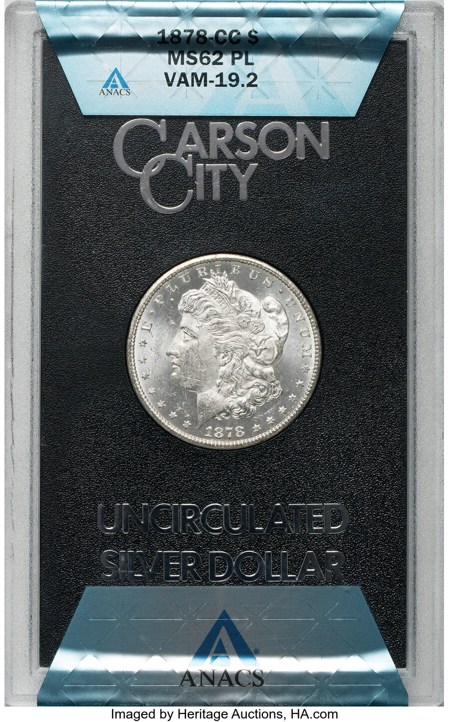image for: 1878-CC $1  GSA, VAM-19.2, MS62 Prooflike ANACS....