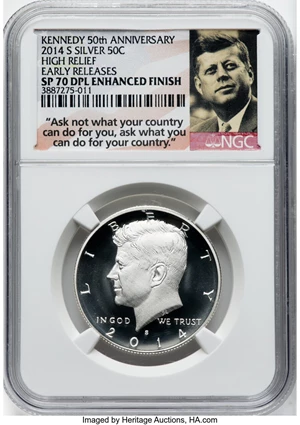 image for: 2014-S Silver, Enhanced Unc 50th Anniversary 50c NGC MS70