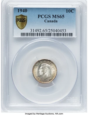 image for: Canada: George VI 10 Cents 1940 MS65 PCGS,...