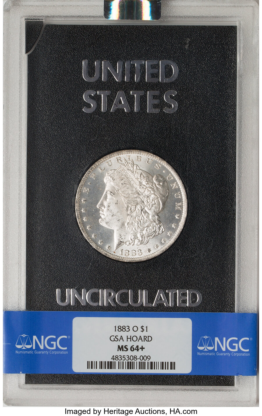 1883-O $1 GSA Hoard MS64+ NGC. NGC Census: (72/21 and 2/0+). PCGS Population: (10/3 and 2/0+). CDN: $425 Whsle. Bid for NGC...