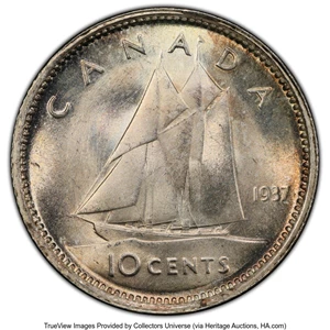 image for: Canada: George VI 10 Cents 1937 MS66 PCGS,...