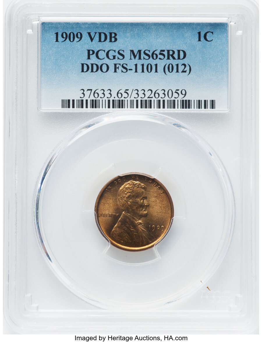 1909 VDB 1C Doubled Die Obverse, FS-1101, MS65 Red PCGS. PCGS Population: (30/5). NGC Census: (0/0). CDN: $375 Whsle. Bid f...