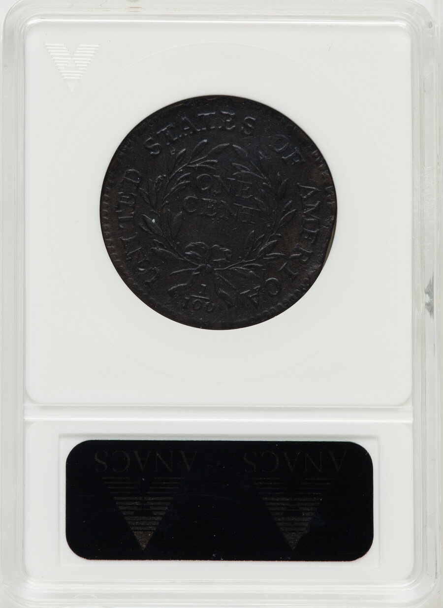 1795 1C Plain Edge, S-76b Clip XF40 ANACS. Mintage 501,500....