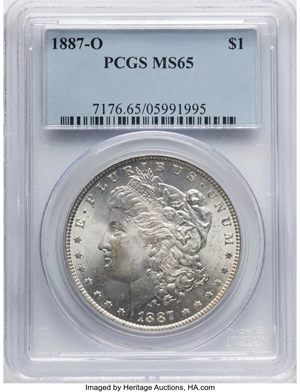 image for: 1887-O $1 TY Clash, VAM-30A, MS65 PCGS. A Hit List 40 Variety. PCGS Population: (0/0). NGC Census: (0/0). MS65....