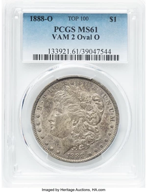 image for: 1888 $1 Oval O, VAM-2, MS61 PCGS. A Top 100 Variety. PCGS Population: (3/7). NGC Census: (0/0). MS61....