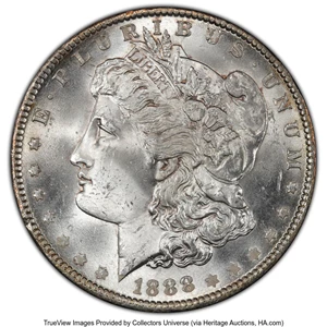 image for: 1888 $1 Doubled Eyelid, VAM-18, MS64 PCGS. PCGS Population: (21/6 and 0/0+). NGC Census: (0/0 and 0/0+). MS64....