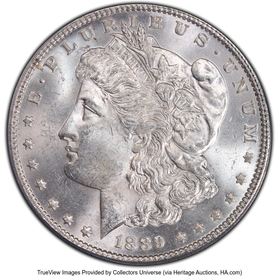1889 $1 Bar Wing, VAM-22, \MS64 PCGS. A Top 100 Variety. PCGS Population: (32/9). NGC Census: (9/1). CDN: $175 Whsle. Bid f...