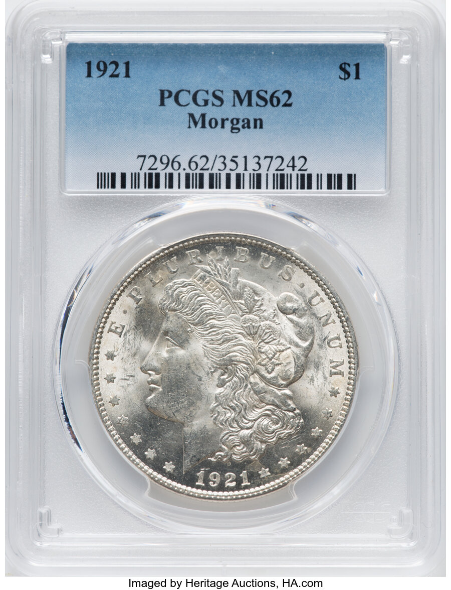 1921 $1 Wide Reeding, VAM-26A, MS62 PCGS. A Top 100 Variety. PCGS Population: (12733/107470). NGC Census: (17293/133614). C...