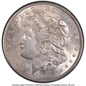 image for: 1921-S $1 Thorn Head, VAM-1B1, AU58 PCGS. A Hit List 40 Variety. PCGS Population: (2/3). NGC Census: (0/0). CDN: $650 Whsle...