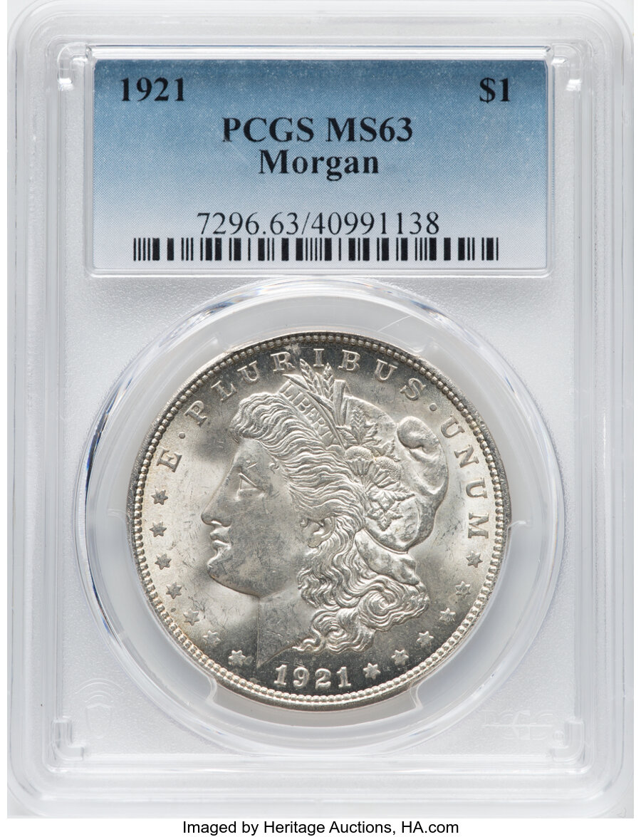 1921 $1 Pitted Reverse, VAM-41B, MS63 PCGS. A Top 100 Variety. PCGS Population: (53299/54171). NGC Census: (68793/64821). C...