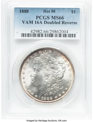 image for: 1888 $1 Doubled Reverse, VAM-16, MS66 PCGS. A Hot 50 Variety. PCGS Population: (3/0). NGC Census: (0/0). MS66....