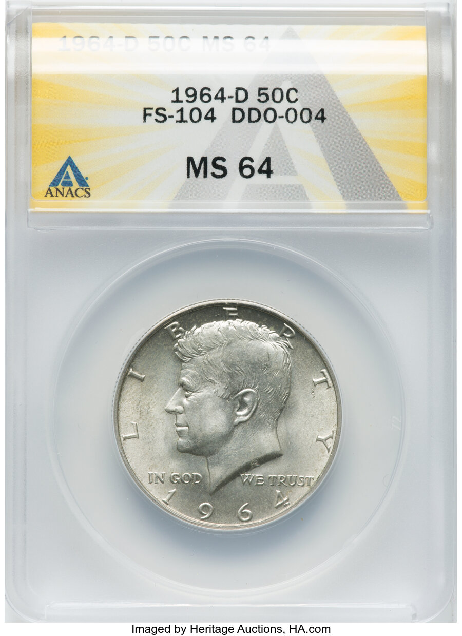 1964-D 50c Doubled Die Obverse, FS-104 MS