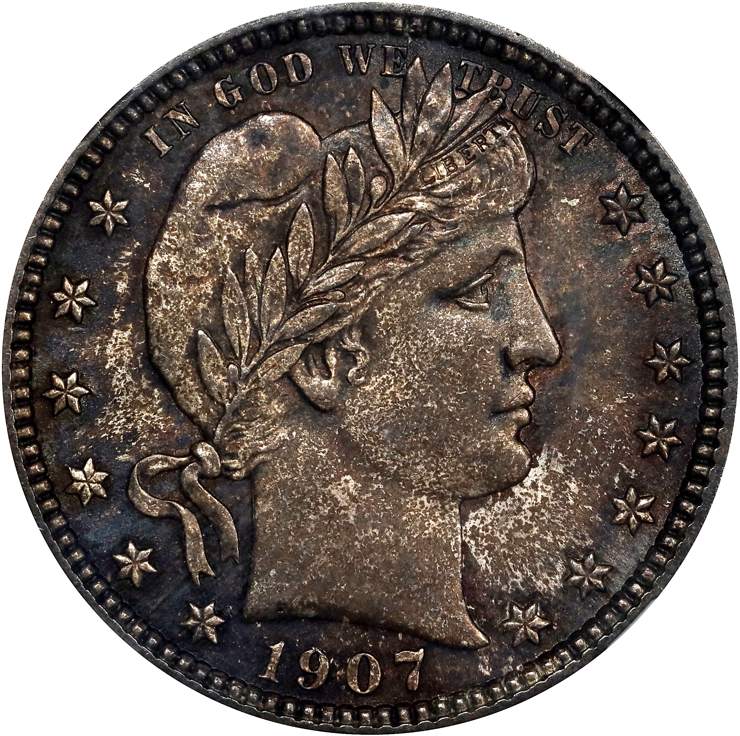 1907 Barber Quarter. MS-64 (NGC).
