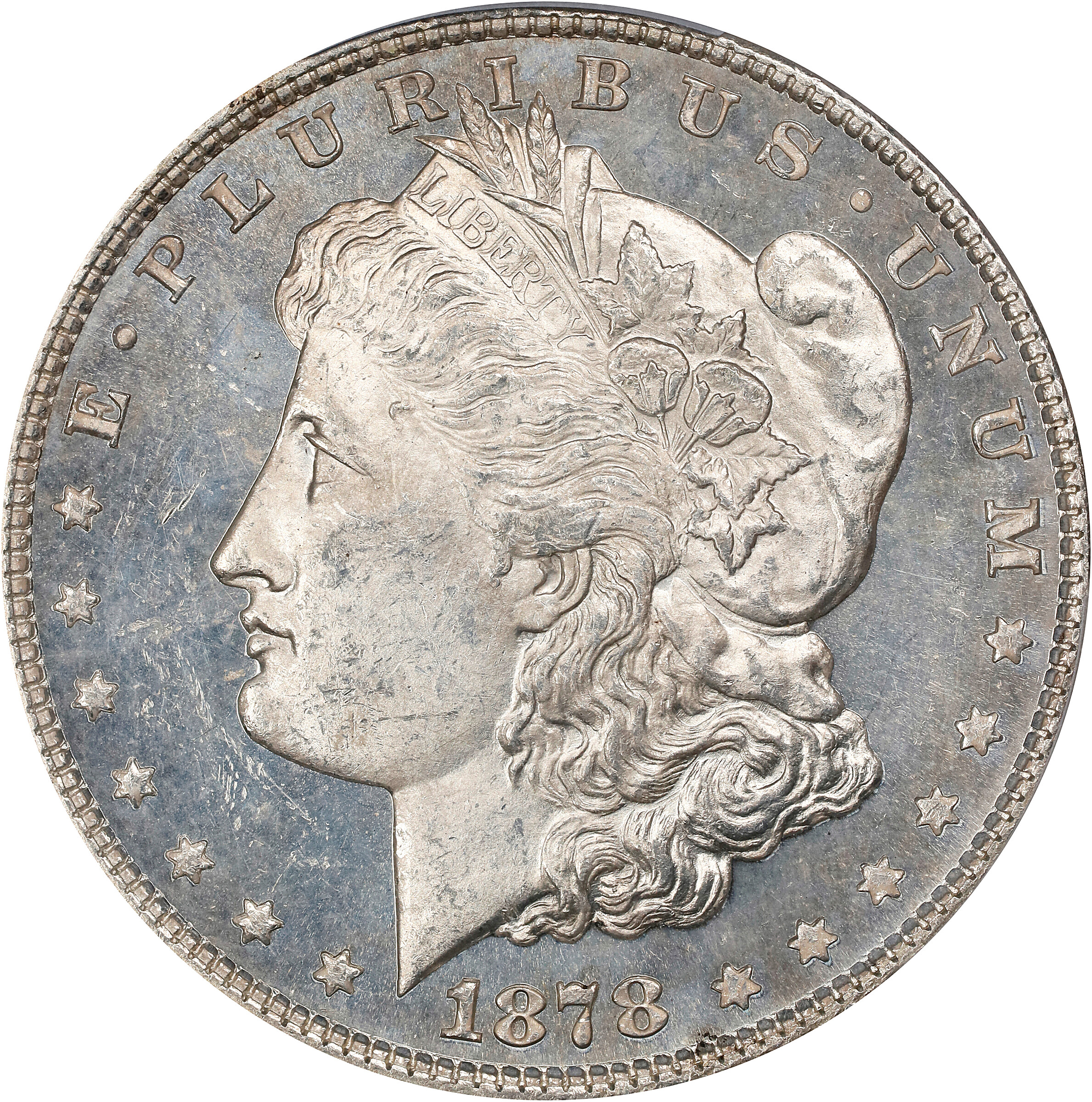 1878 Morgan Silver Dollar. 8 Tailfeathers. VAM-15. Top 100 Variety. Doubled LIBERTY. MS-63 PL (PCGS).
