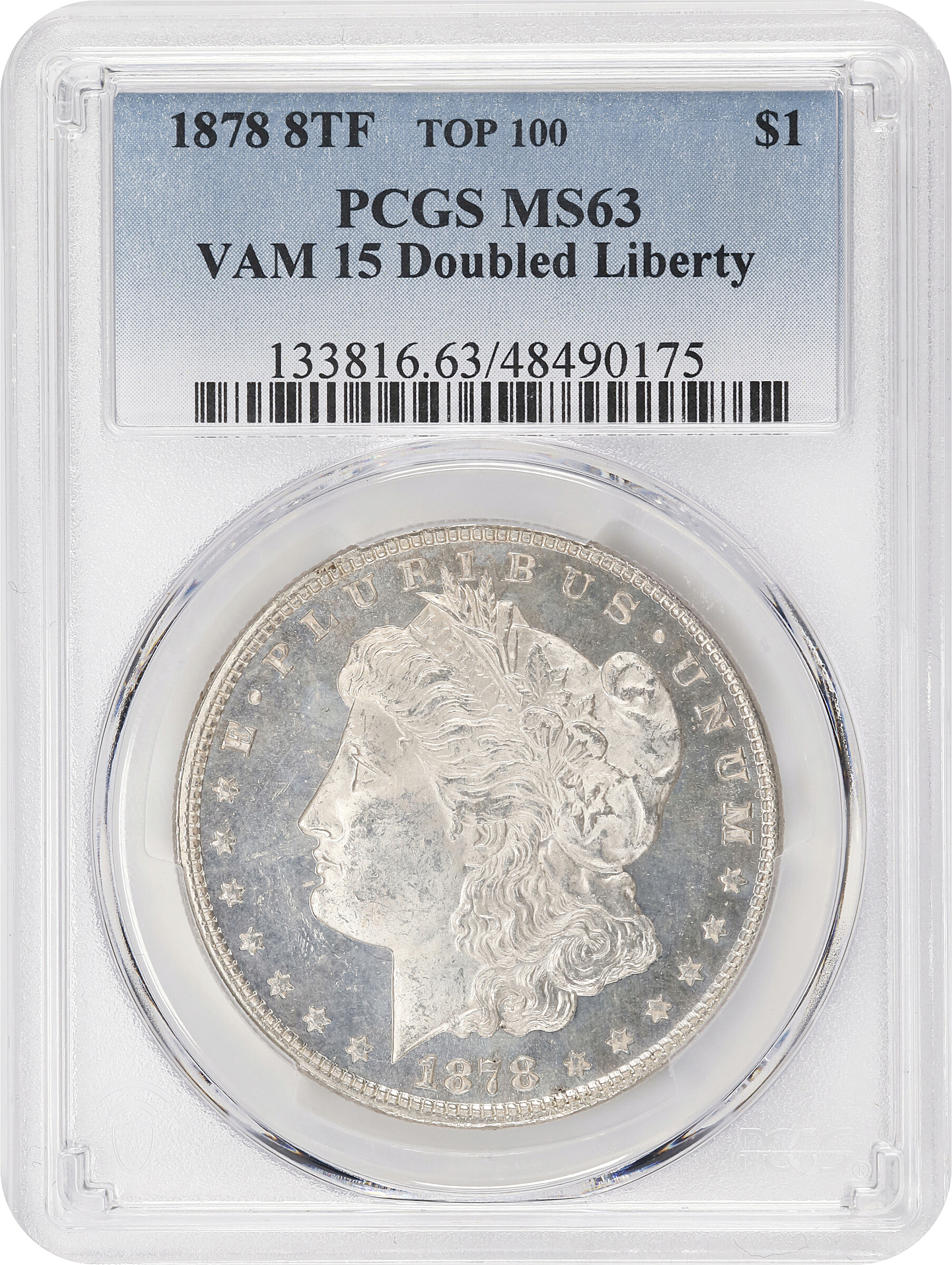 1878 8TF $1  Doubled LIBERTY, VAM-15 MS63 thumbnail 8