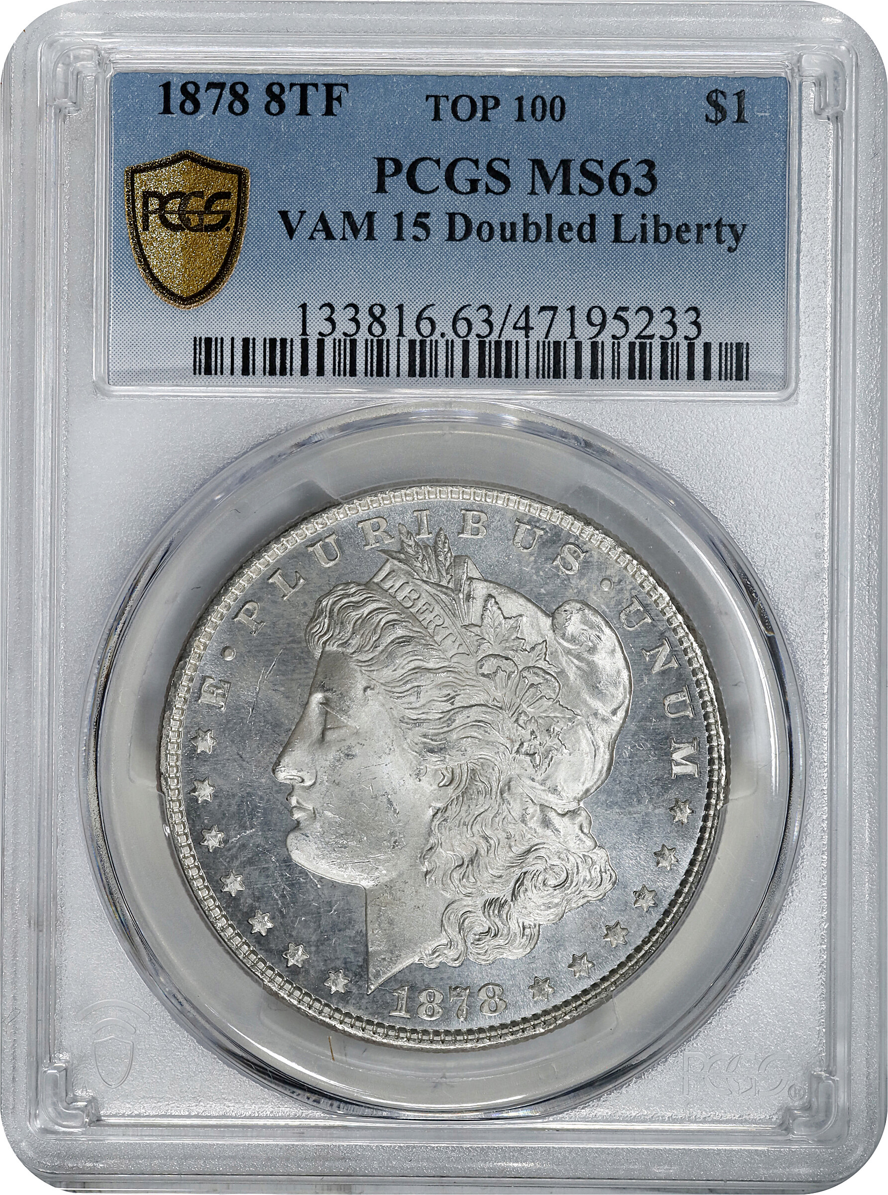 1878 8TF $1  Doubled LIBERTY, VAM-15 MS63 thumbnail 12