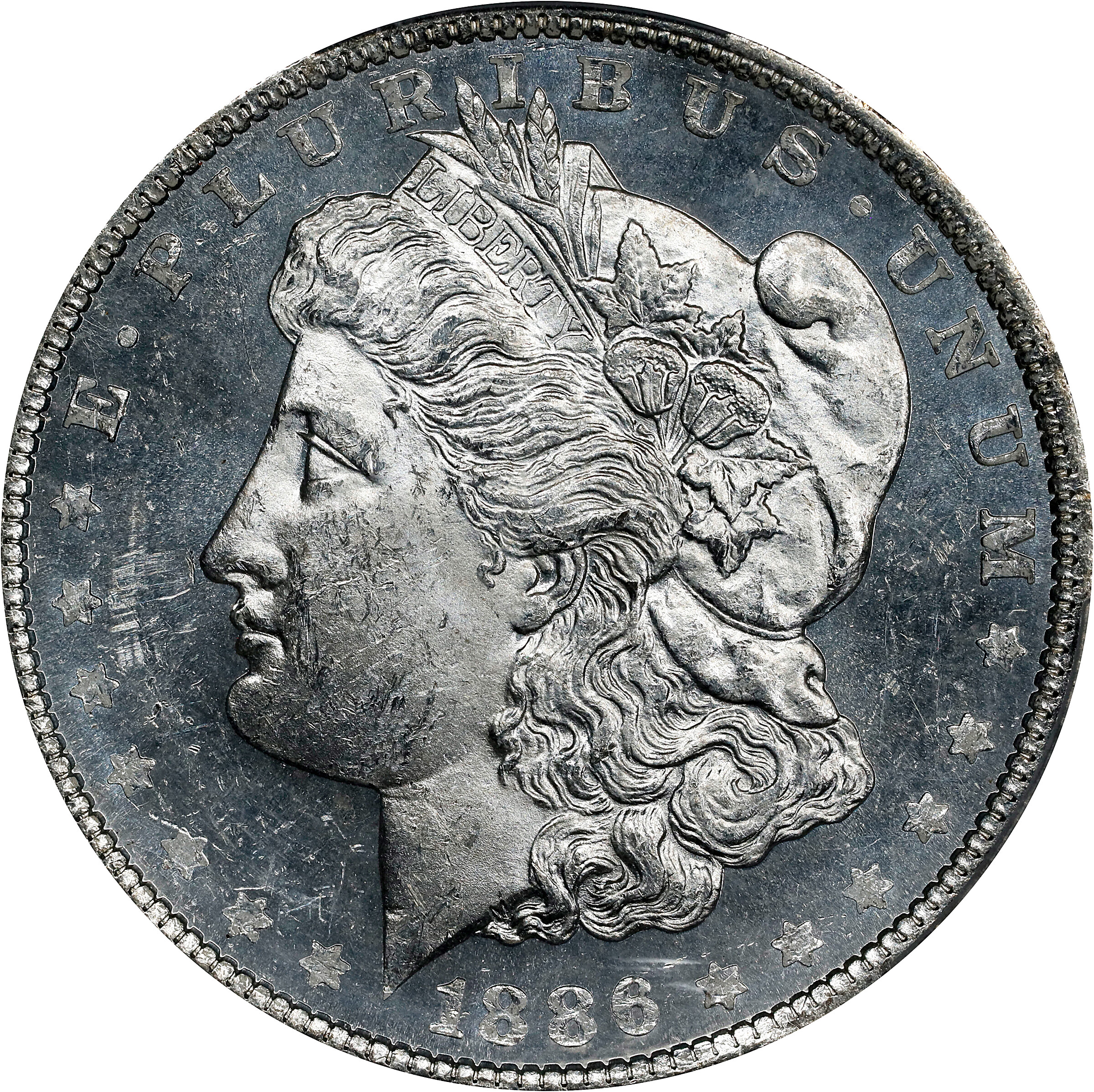 1886 Morgan Silver Dollar. MS-62 PL (PCGS).