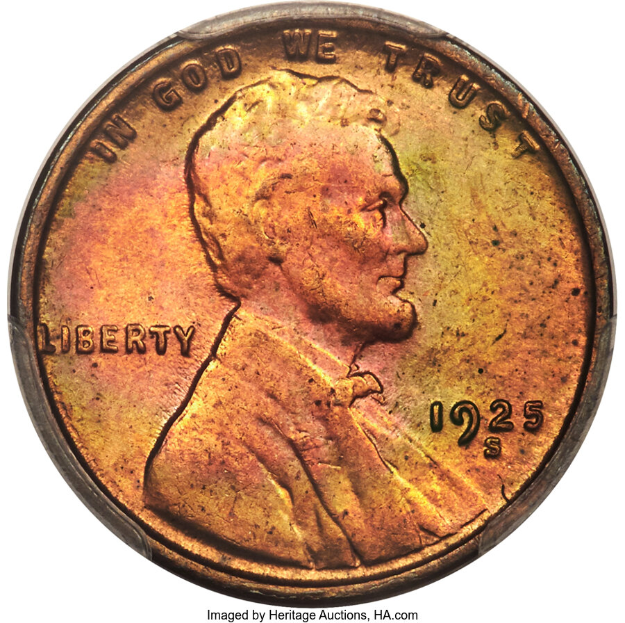 1925-S 1C MS64+ Red PCGS. CAC....