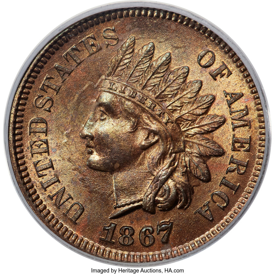 1867/67 1c Repunched Date, FS-301, S-1 MS RB