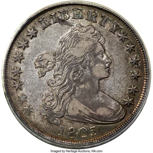 image for: 1803 $1 Small 3, B-1, BB-251, R.4, XF45 PCGS....
