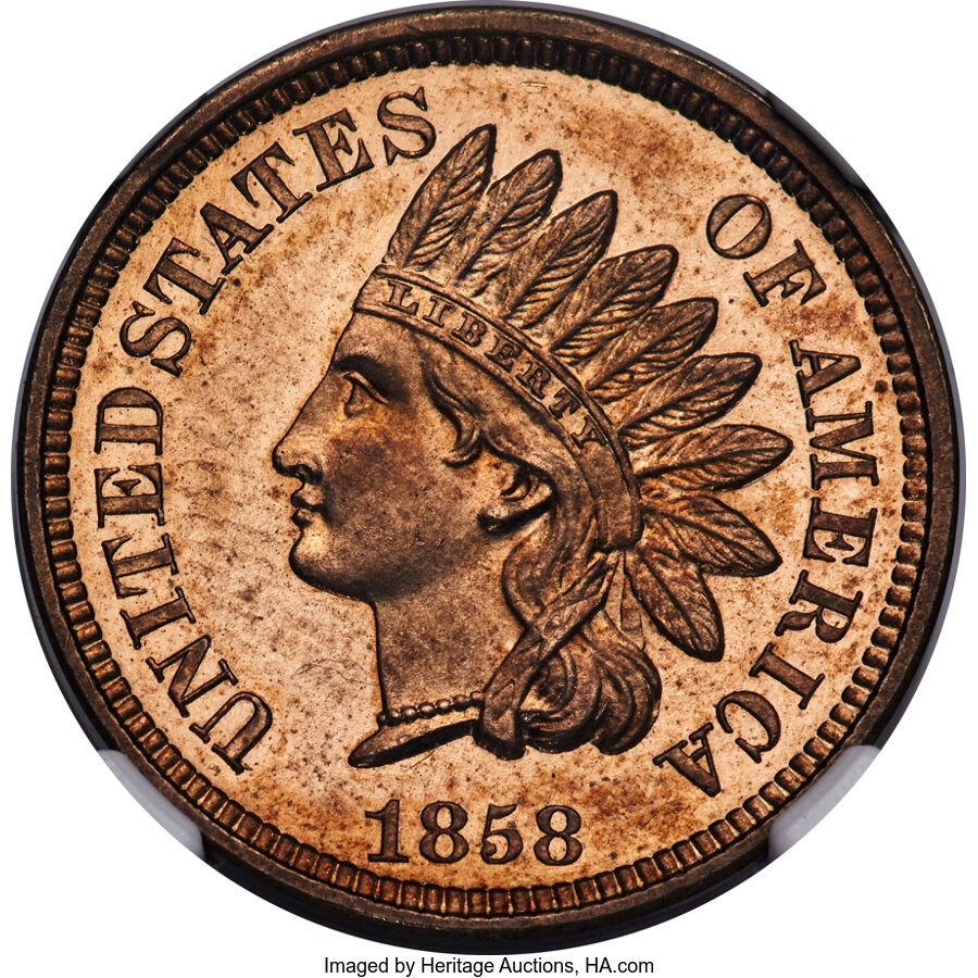 1858 P1C Indian Cent, Judd-208, Pollock-254, Snow-PT35, R.7, PR64 Cameo NGC. ...
