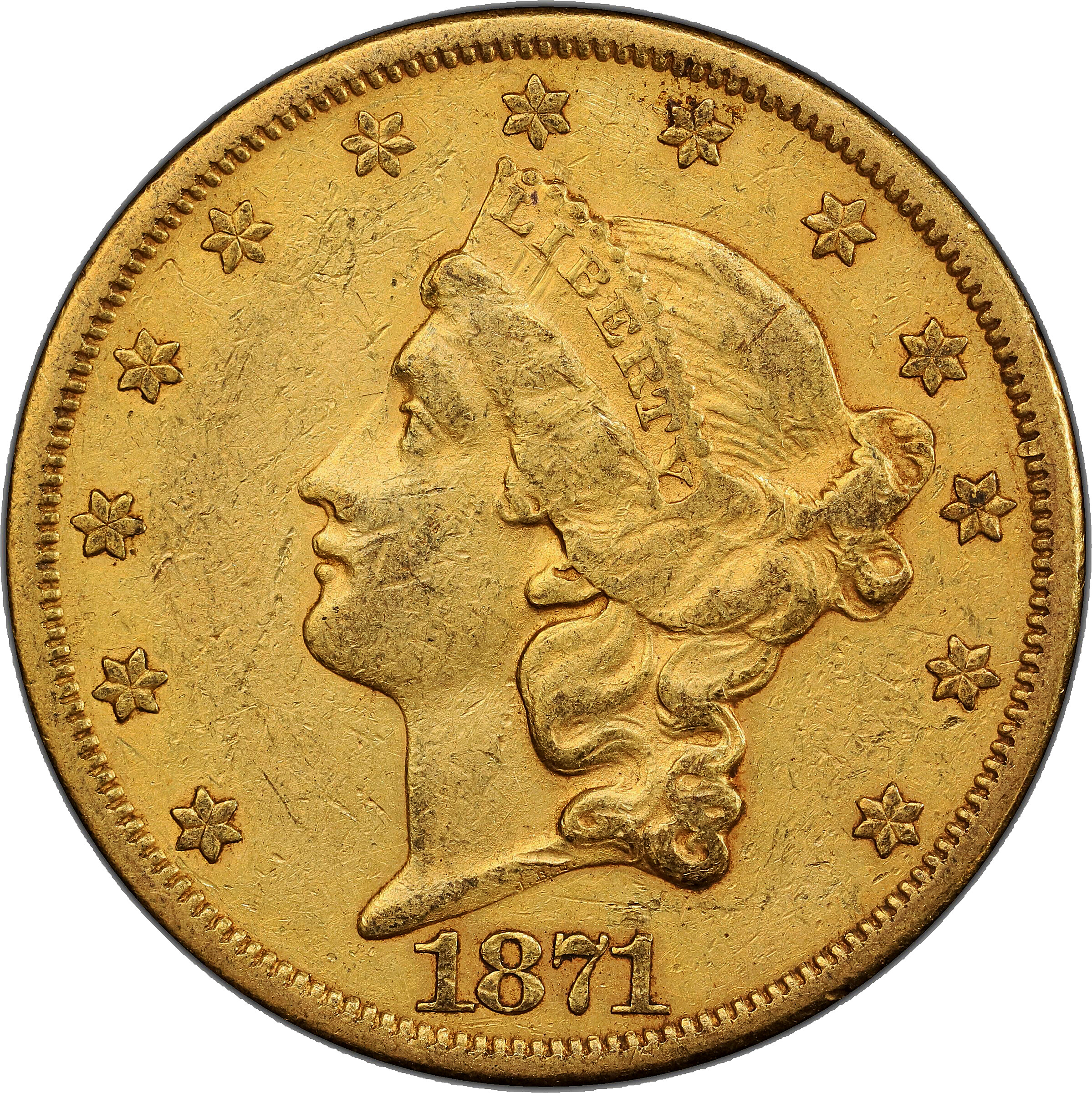 1871-CC Liberty Head Double Eagle. EF-40 (PCGS).