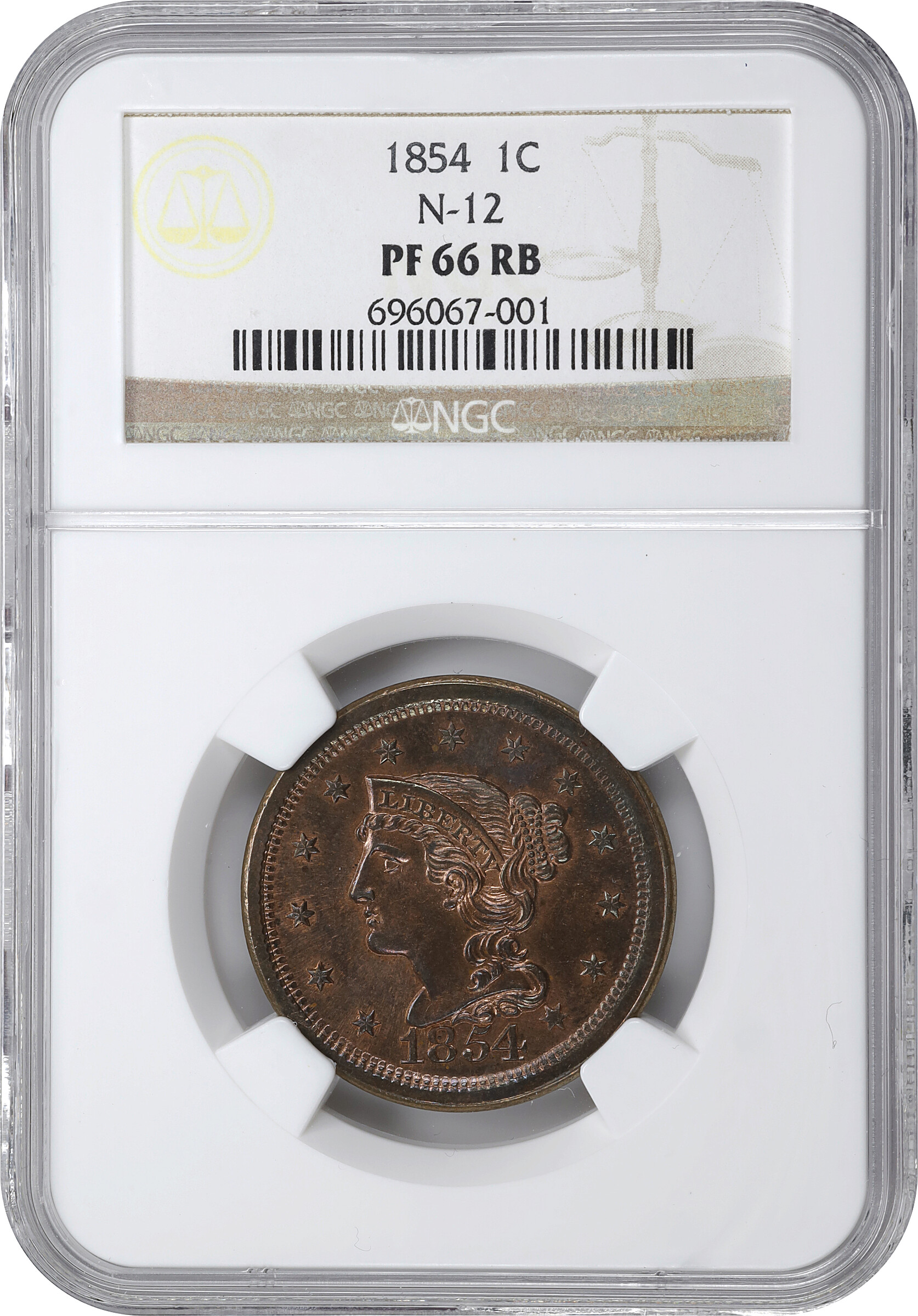 1854 1c N-12 PR RB thumbnail 3